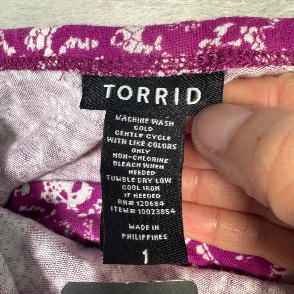 NWT Torrid Womens Purple Print Ruffle Adjustable Strap Tank Top Size‎ 1X